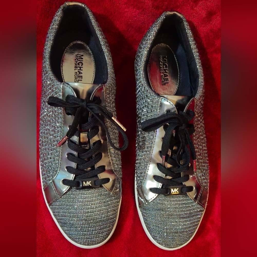 Michael Kors Silver Sparkly Women's Sneakers - Size 10